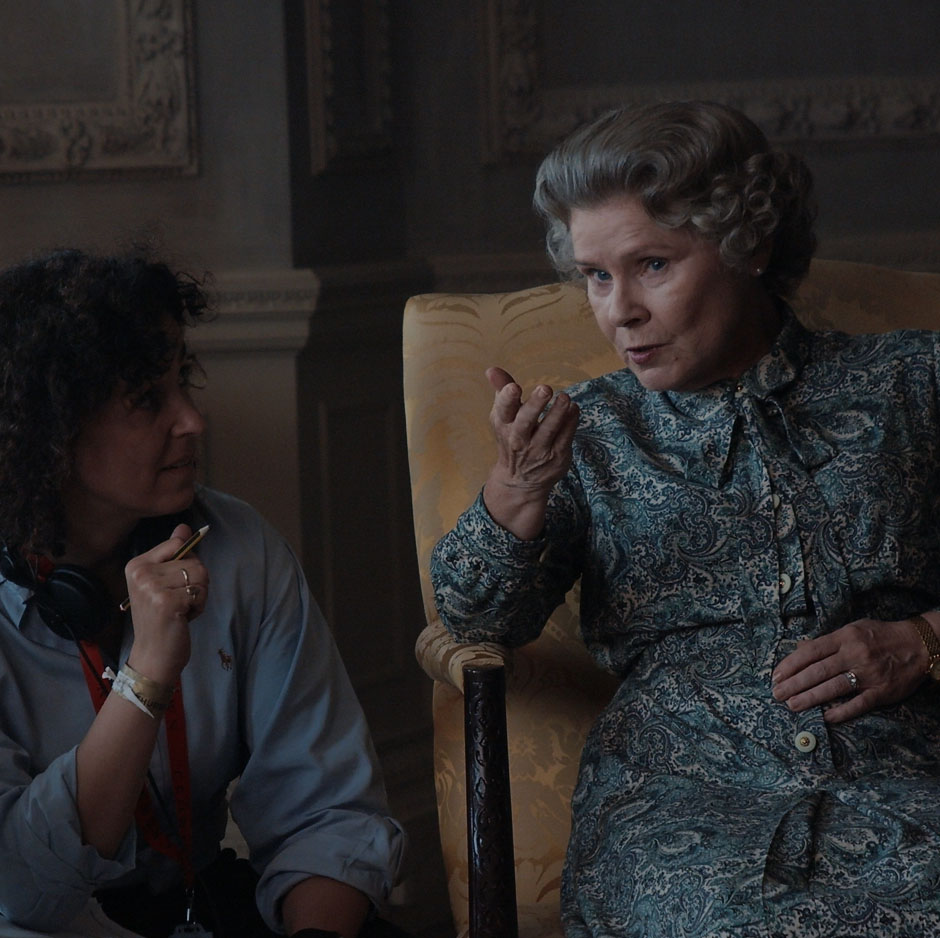 Imelda Staunton as Queen Elizabeth II, behind the scenes on Netflix The Crown.